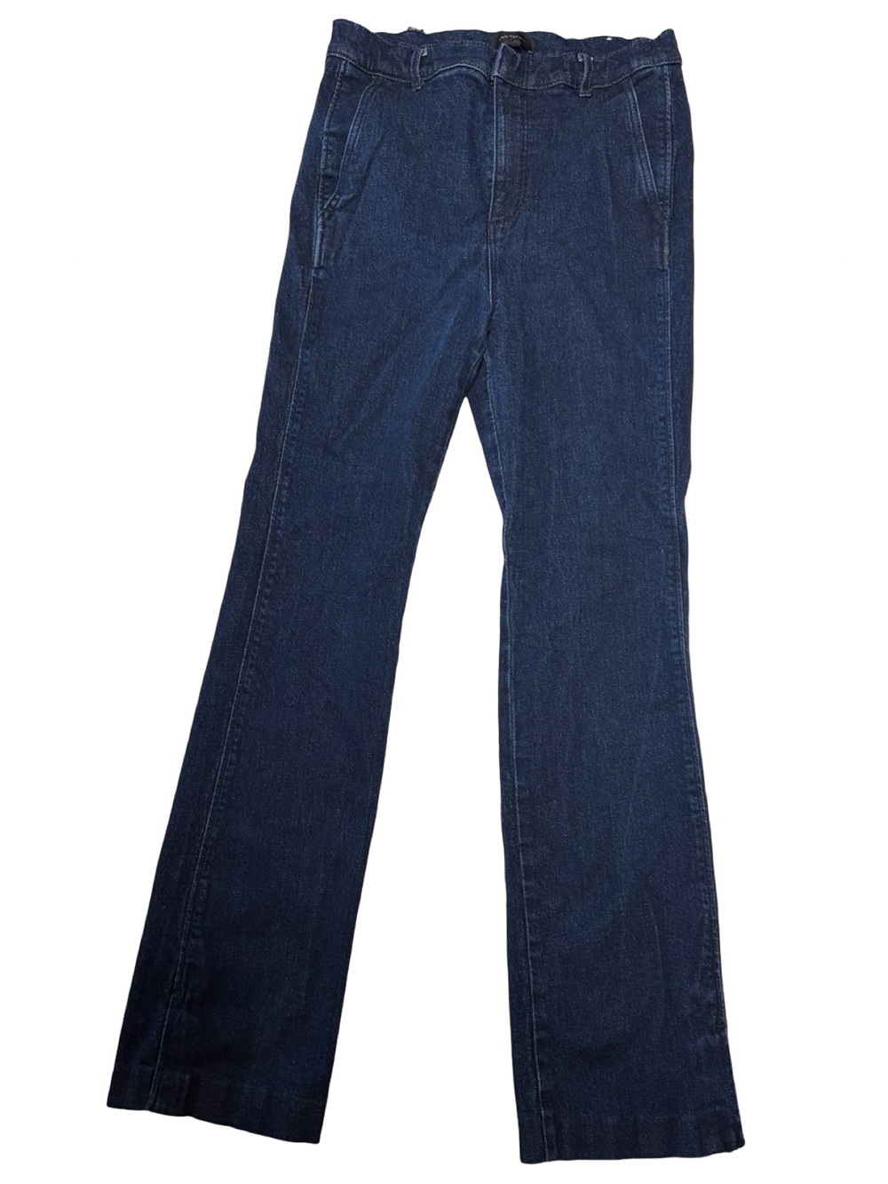 Ann Taylor The Slim High Rise Dark Wash Jeans Size 8 Slit Hem Straight Leg